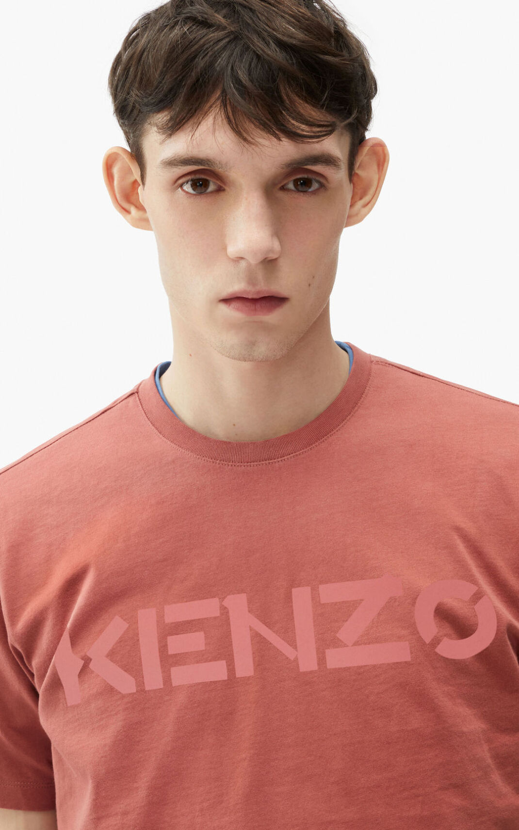 Kenzo Logo Camisetas Hombre Rosas Oscuro | 1947250-FU